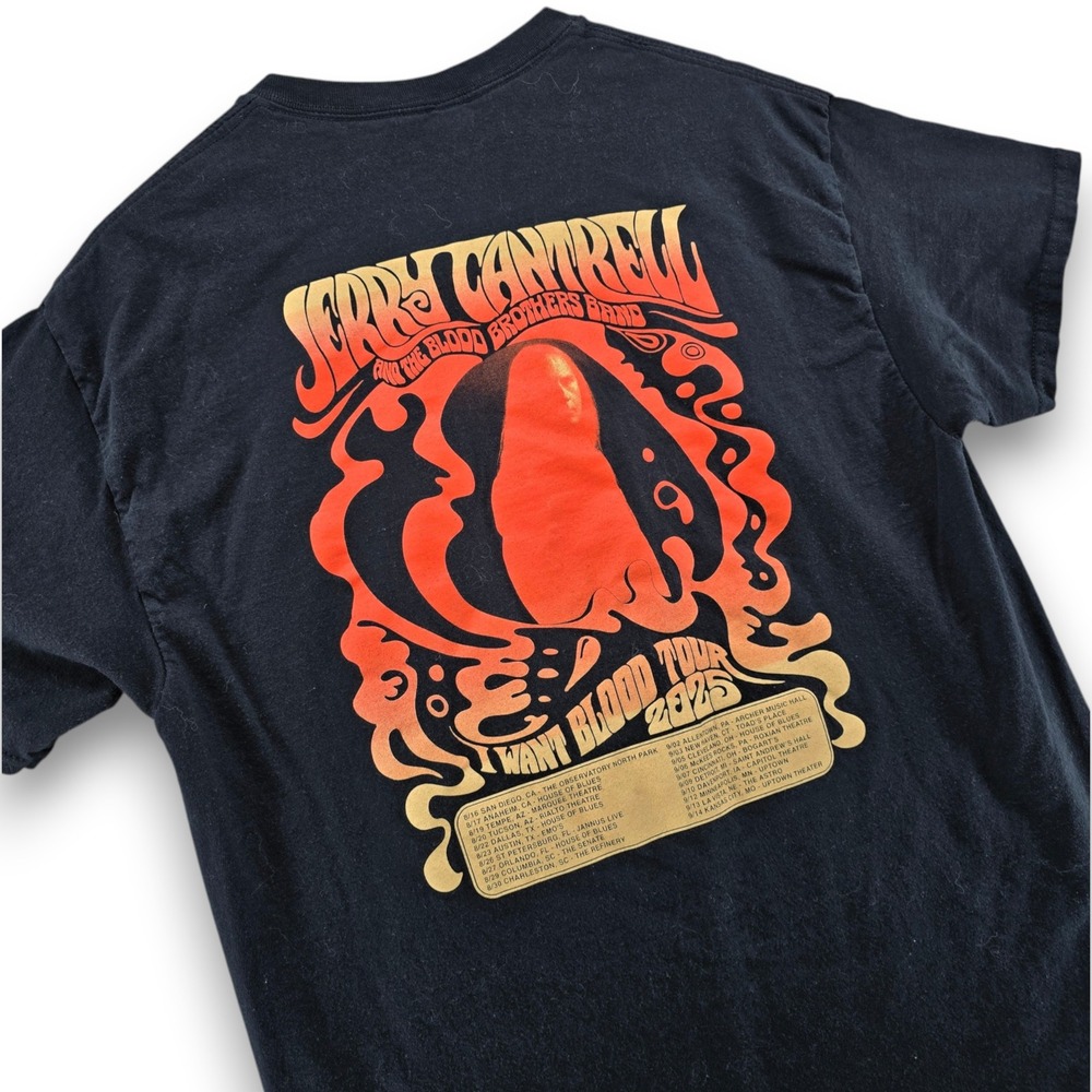 Jerry Cantrell I Want Blood Tour 2025 T Shirt Mens L Black Cotton Graphic Tee